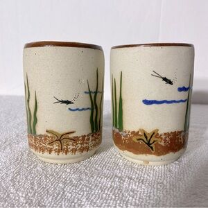 Vintage Mexico Handmade Ceramic Stoneware Mugs x2